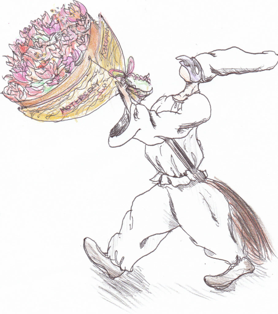 花束を渡すプルチネッラ
