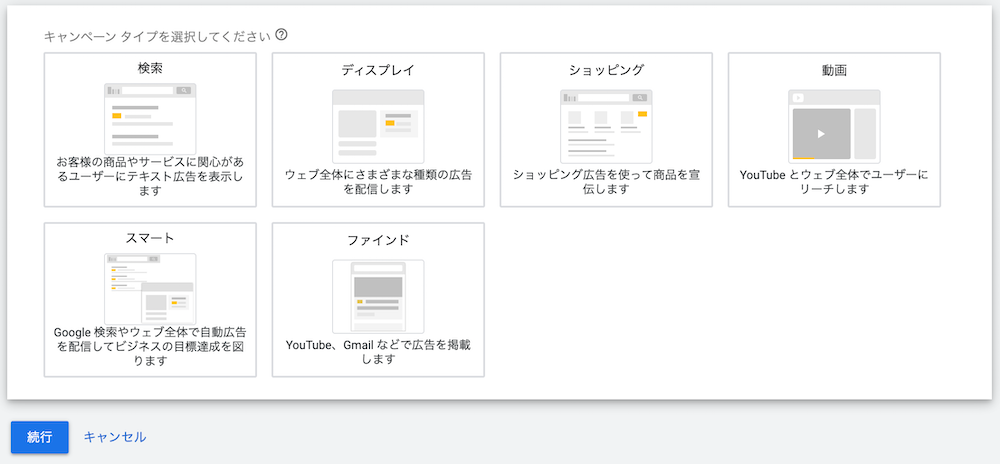 Google広告のキャンペーンタイプを選ぶ